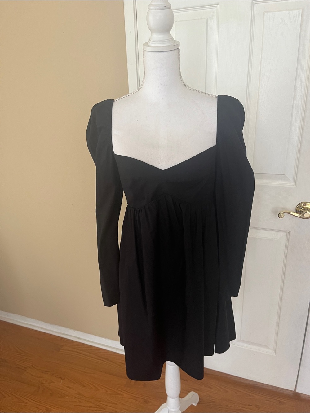 Reformation dress mini sweetheart neckline puffed long sleeves